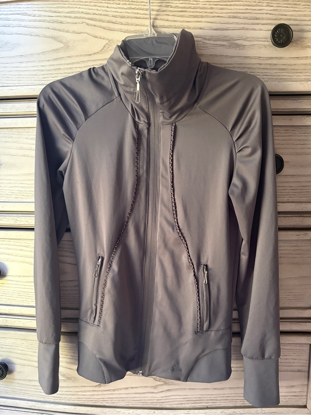 Adidas Climalite Full Zip Track Jacket Gray Funnel Neck Athletic Athleisure XS